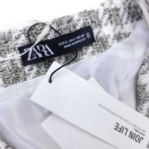 New Zara Grey White Cotton Tweed Weave Dress Size S - Picture 15 of 16
